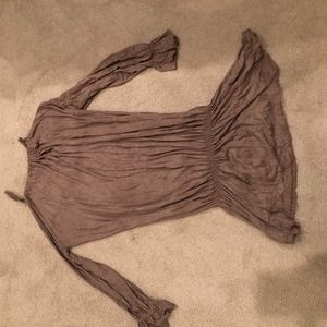 brown open shoulder dress